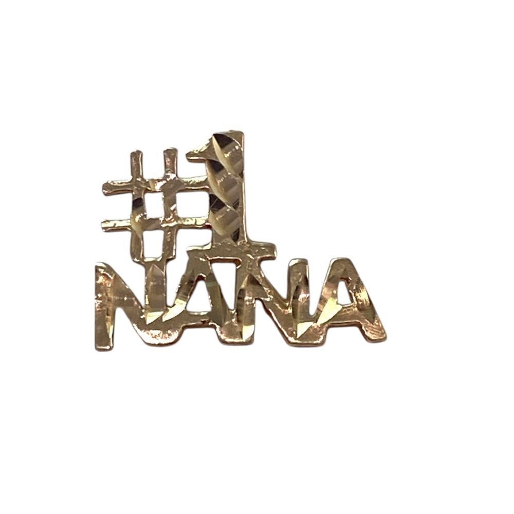 Vintage 14k Yellow Gold #1 Nana Diamond Cut Charm Pendant GR